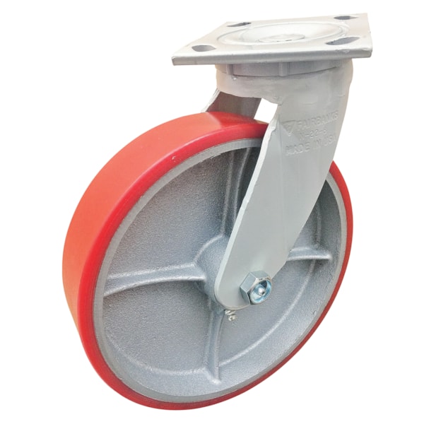 8" Medium Duty Swivel Caster, Polyurethane/Cast Iron
