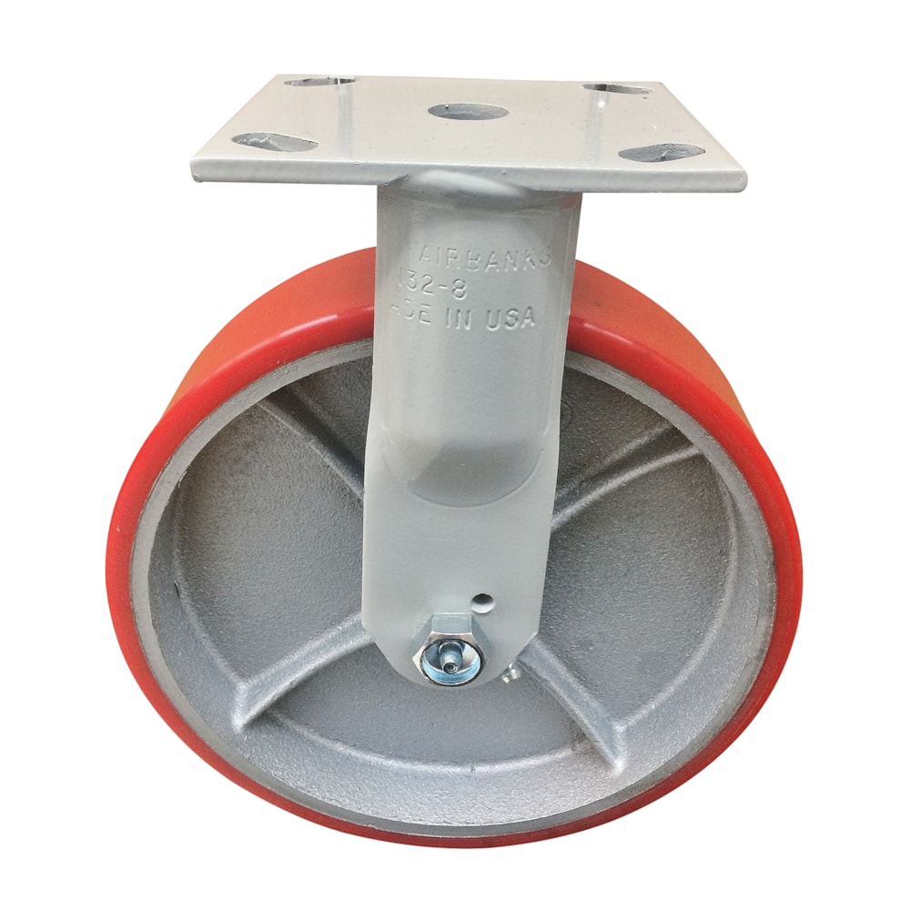 5" Medium Duty Rigid Caster, Polyurethane/Cast iron