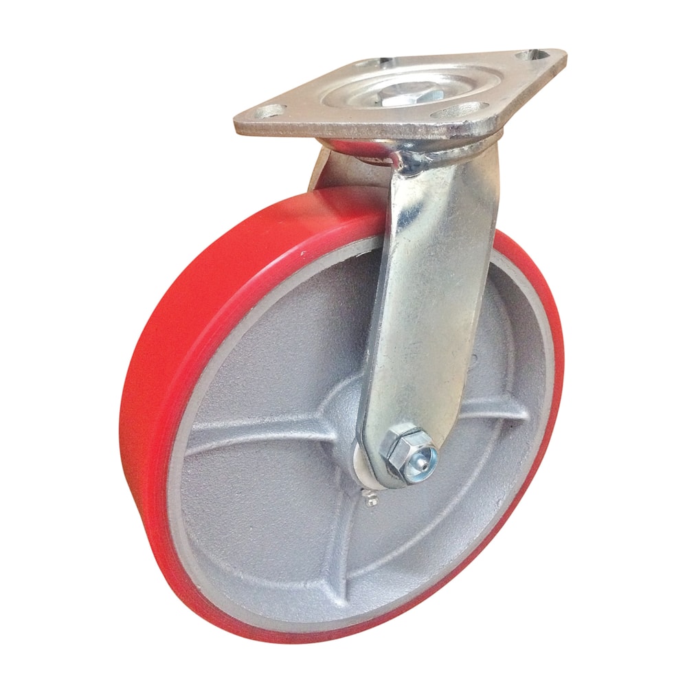 5" Economical Medium/Heavy-Duty Swivel Caster, Polyurethane/Cast Iron