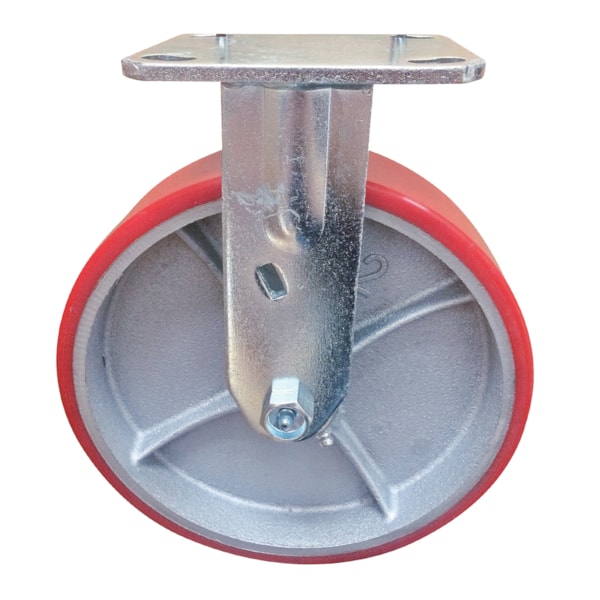 8" Economical Medium/Heavy-Duty Rigid Caster, Polyurethane/Cast Iron
