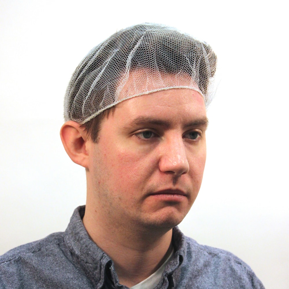 24" White Nylon Hairnets 100/Bag