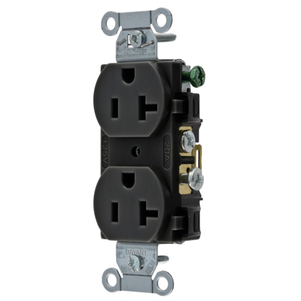 20A 125V Commercial Grade Duplex Receptacle, 2-Pole 3-Wire, NEMA 5-20R, Grounding, Side Wired Only