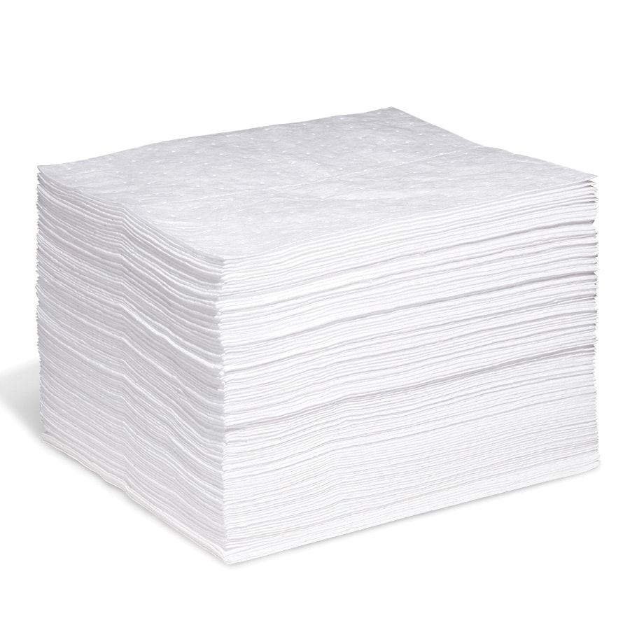 Contractor Grade 15" x 18" Heavyweight Oil Sorbent Pads 100/Bale & 22 gal. Capacity/Bale