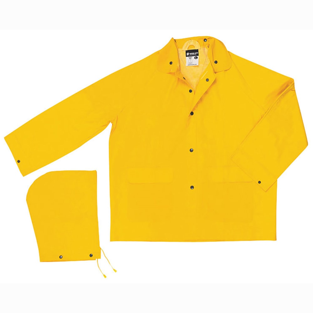 Classic 0.35mm PVC/Polyester Snap Front Rain Jacket & Detachable Hood