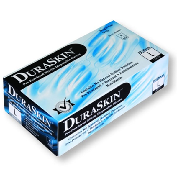 DuraSkin™ 8 mil Powdered 9" Industrial Grade Disposable Nitrile Gloves, 50/Box