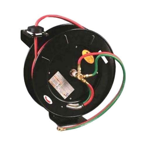 Retractable Twin Welding Hose Reel, 1/4 in ID, 50 ft Hose Length, 9/16-18 Hose Outlet