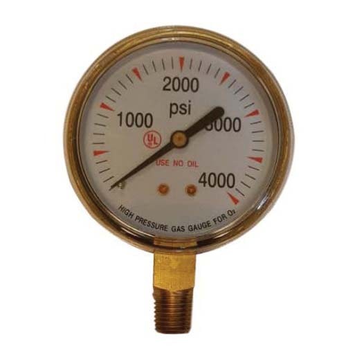 Replacement Pressure Gauge, 1/8 in Threaded Inlet, 2-1/2 in Gauge, 400 psi, Brass
