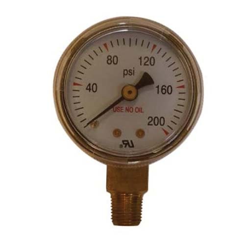 Replacement Pressure Gauge, 1/8 in Threaded Inlet, 2-1/2 in Gauge, 200 psi, Steel