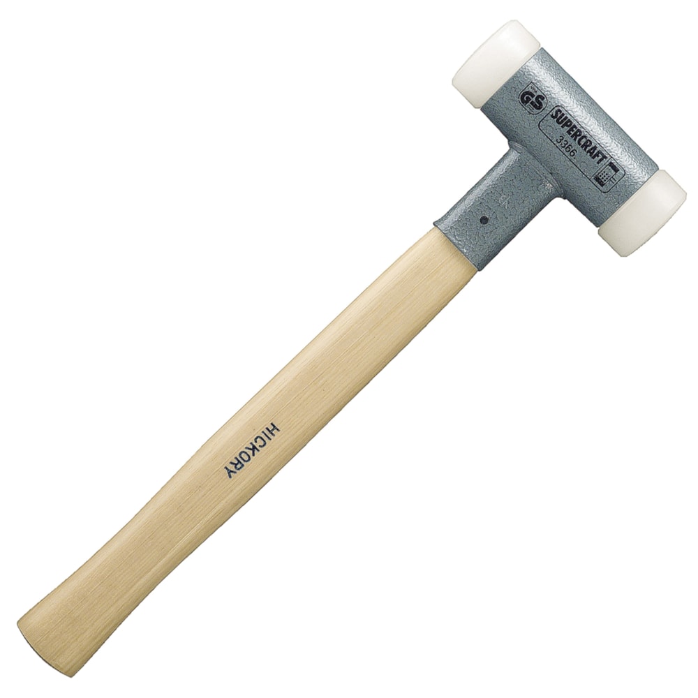 SUPERCRAFT 15 oz. Hard White Nylon Insert & Hickory Handle Dead Blow Mallet