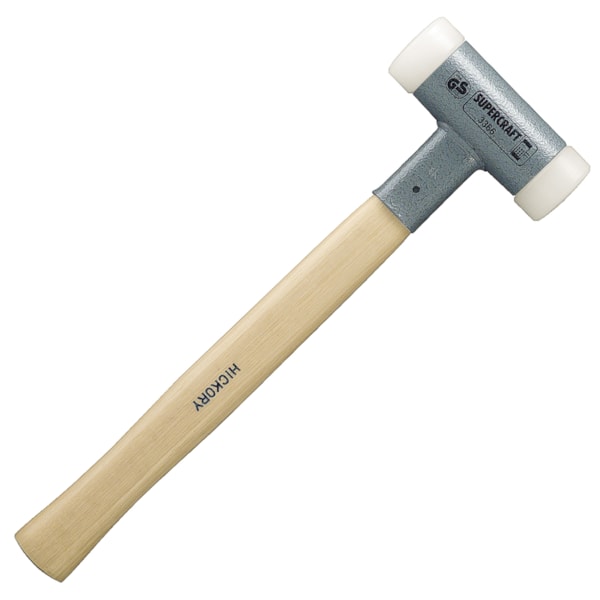SUPERCRAFT 15 oz. Hard White Nylon Insert & Hickory Handle Dead Blow Mallet