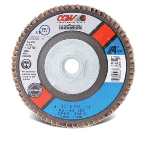 A3 Type 27 Flap Disc, 7 in Dia, 7/8 in Arbor, Premium Aluminum Oxide Abrasive