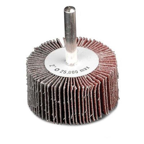 39941 Firm Flap Wheel, 2-1/2 in Dia x 1 in W, 1/4 in Arbor,  Aluminum Oxide Abrasive