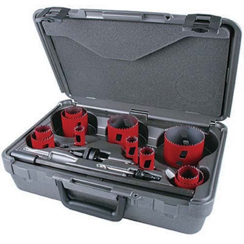 MHS08I Hole Saw Kit, 15 Pieces, 1-15/16 in D Cutting, Bi-Metal
