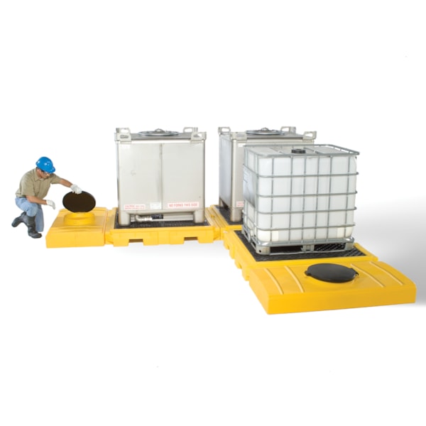 Ultra-Modular IBC Spill Pallet, 3-Tank Indoor Model