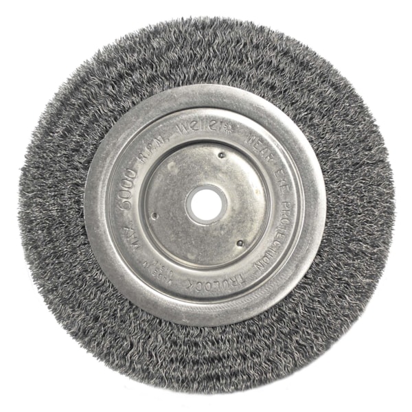 6" Narrow Face Short Trim 0.014" Steel Fill 5/8"-1/2" Arbor Crimped Wire Wheel
