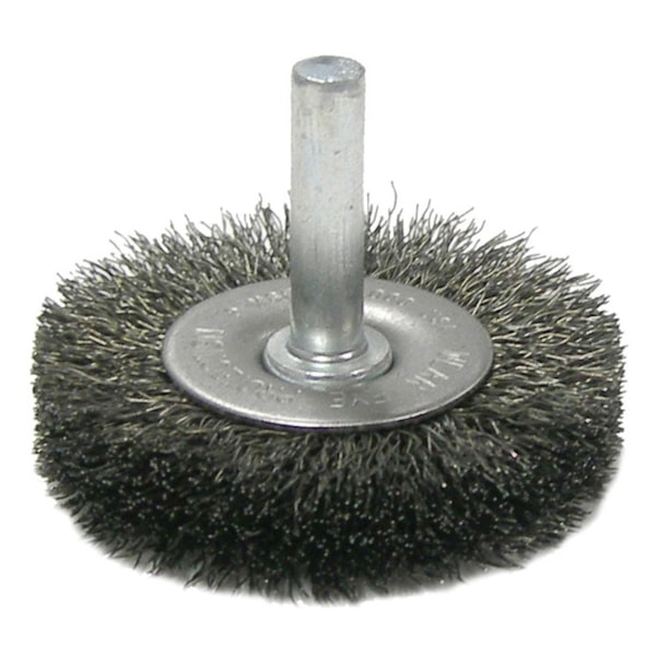 2" Stem-Mounted Crimped Wire Radial Wheel, .0118" Steel Fill, 1/4" Stem