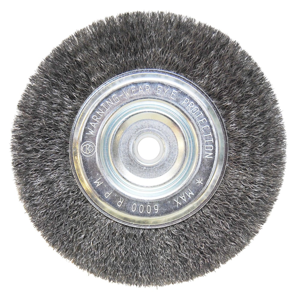 6" Narrow Face Short Trim 0.008" Steel Fill 5/8"-1/2" Arbor Crimped Wire Wheel