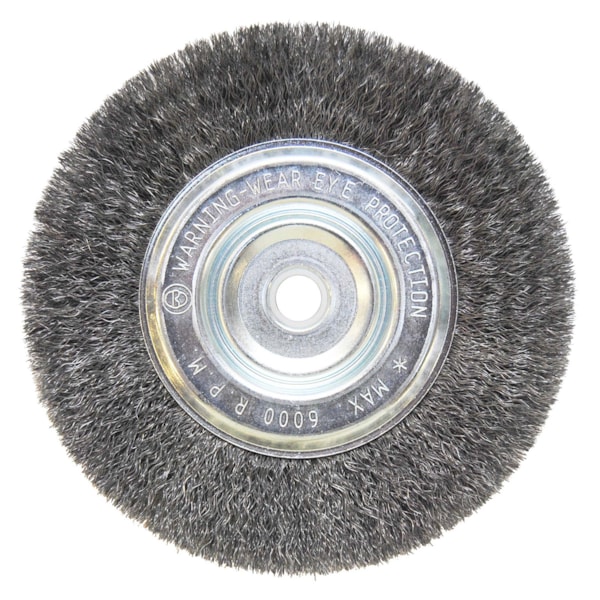 6" Narrow Face Short Trim 0.008" Steel Fill 5/8"-1/2" Arbor Crimped Wire Wheel