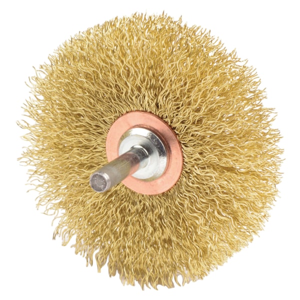 3" 0.0118" Brass Fill 1/4" Stem Mount Crimped Wire Wheel
