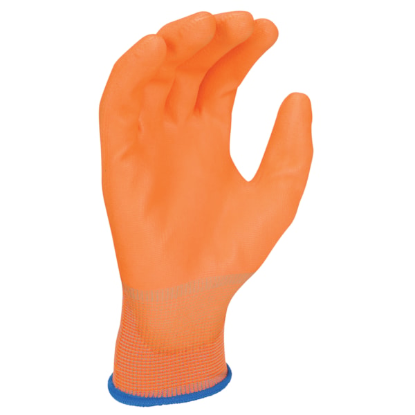 Hi-Vis Orange Polyurethane Palm Coated Nylon Gloves