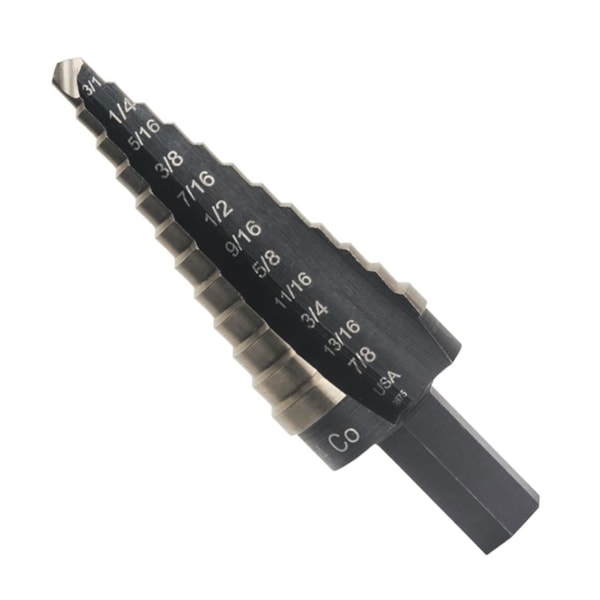 Speed Point Cobalt Step Drill Bit, Hole Sizes 3/16"-1/2", 6 Steps