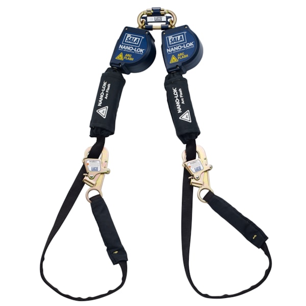 11' Twin-Leg Tie-Back Type, Kevlar® Fiber Webbing, Steel Tie-Back Hook, & Quick Connector For Harness Mounting  Self-Retracting Fall Protection Lifeline