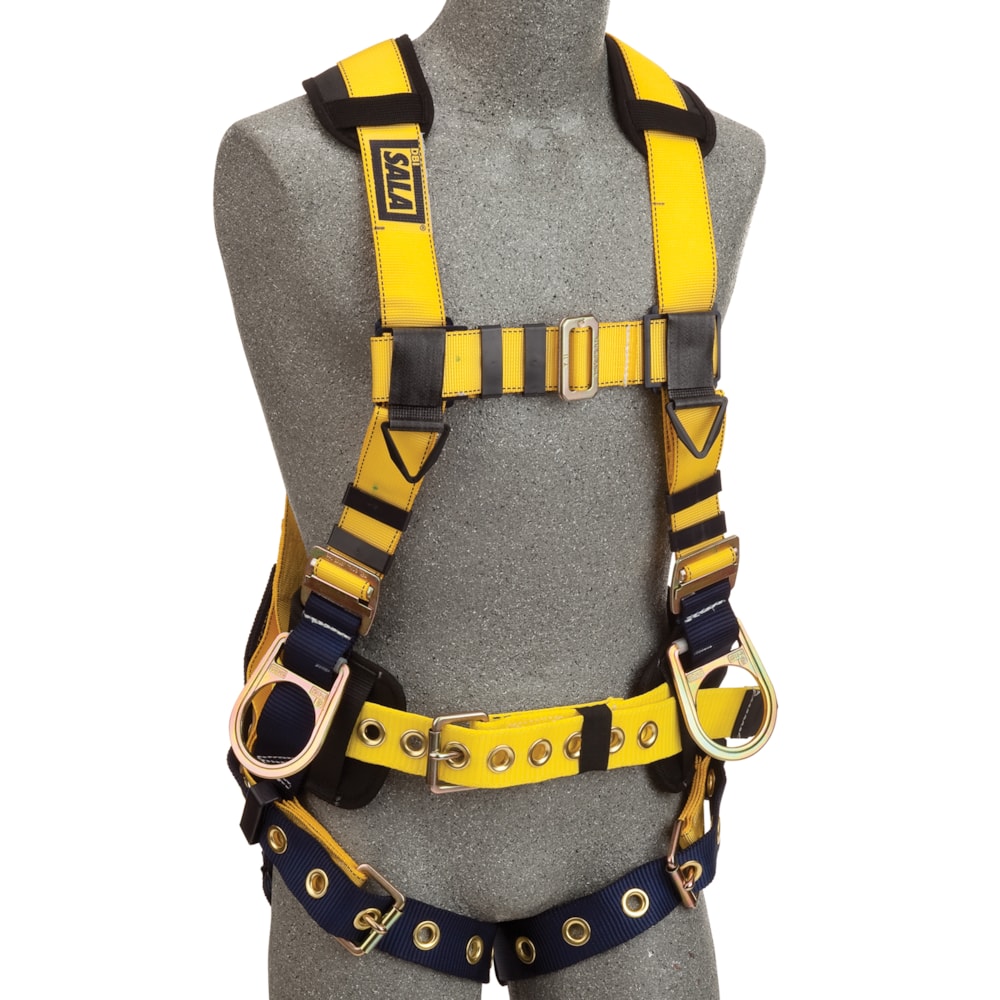 Size S Delta™ Iron Worker's Back & Side D-Rings, Belt With Adjustable Support Straps & Pad, Shoulder Pads, & Tongue Buckle Leg Straps Fall Protection Harness