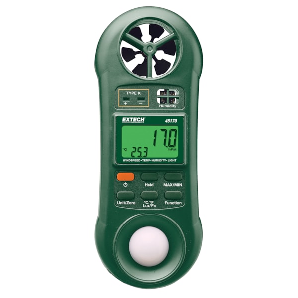 4-in-1 Humidity, Temperature, Air Velocity, & Light Environmental Meter