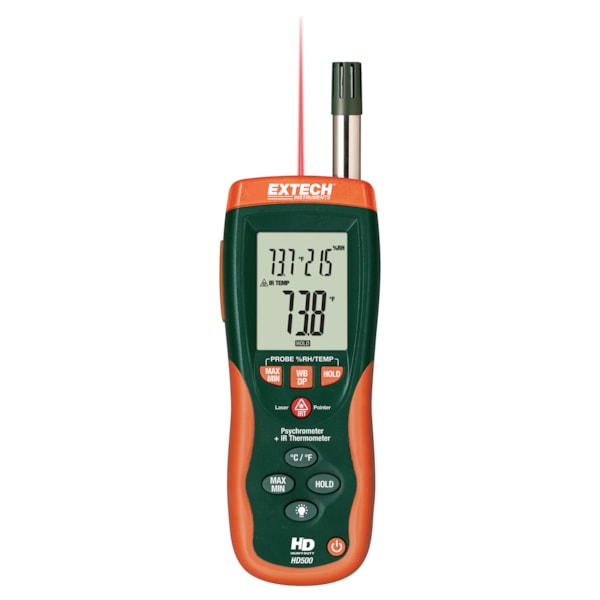 Humidity, Type K & 30:1 InfraRed Thermometer Psychrometer