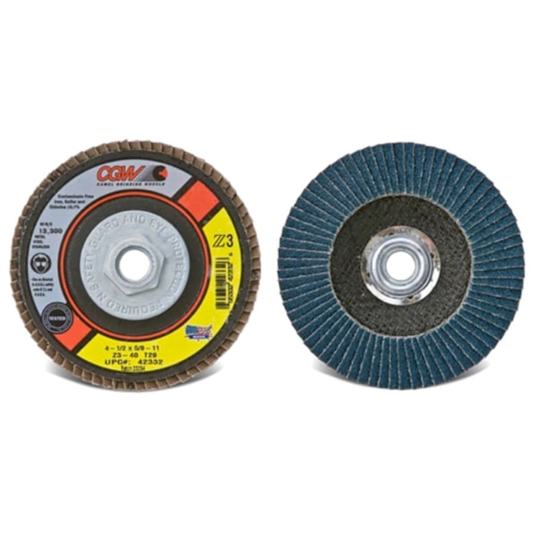 Premium Z3 Zirconia Alumina Grain 4 1/2" x 7/8" 40G Type T29 Abrasive Flap Disc