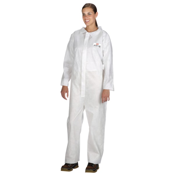 White General Purpose Standard Disposable Coveralls with Collar, Open Wrists & Ankles