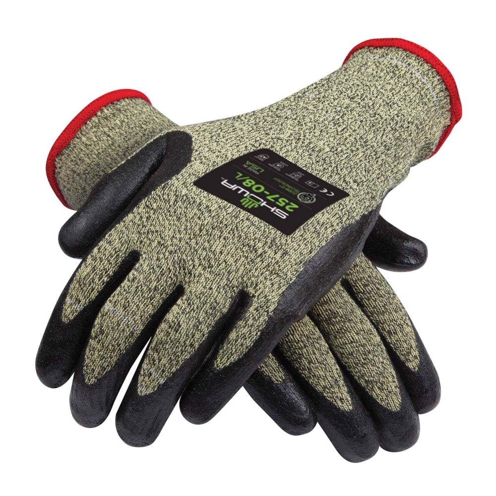 257 Nitrile Foam Palm Coated Spandex, Stainless Steel & Aramid Level A7 Cut Resistant Gloves