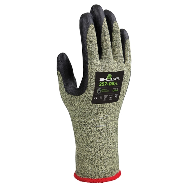 257 Nitrile Foam Palm Coated Spandex, Stainless Steel & Aramid Level A7 Cut Resistant Gloves