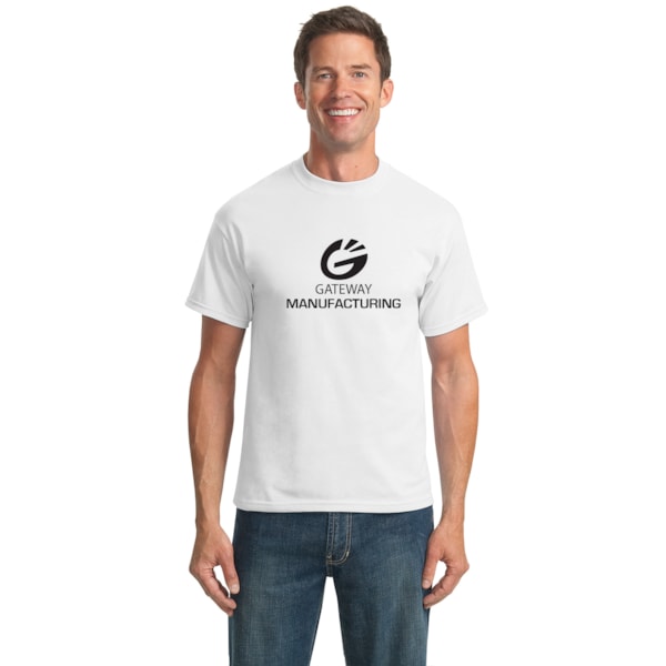 Men's White 50/50 Cotton/Poly T-Shirts, Custom Product Add Your Logo
