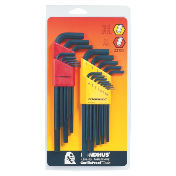 22-Piece Standard and Metric Hex Key L-Wrench Set