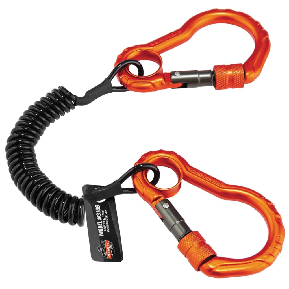Squids® 3166 2 lb. Coil Tool Lanyard & Dual Carabiners
