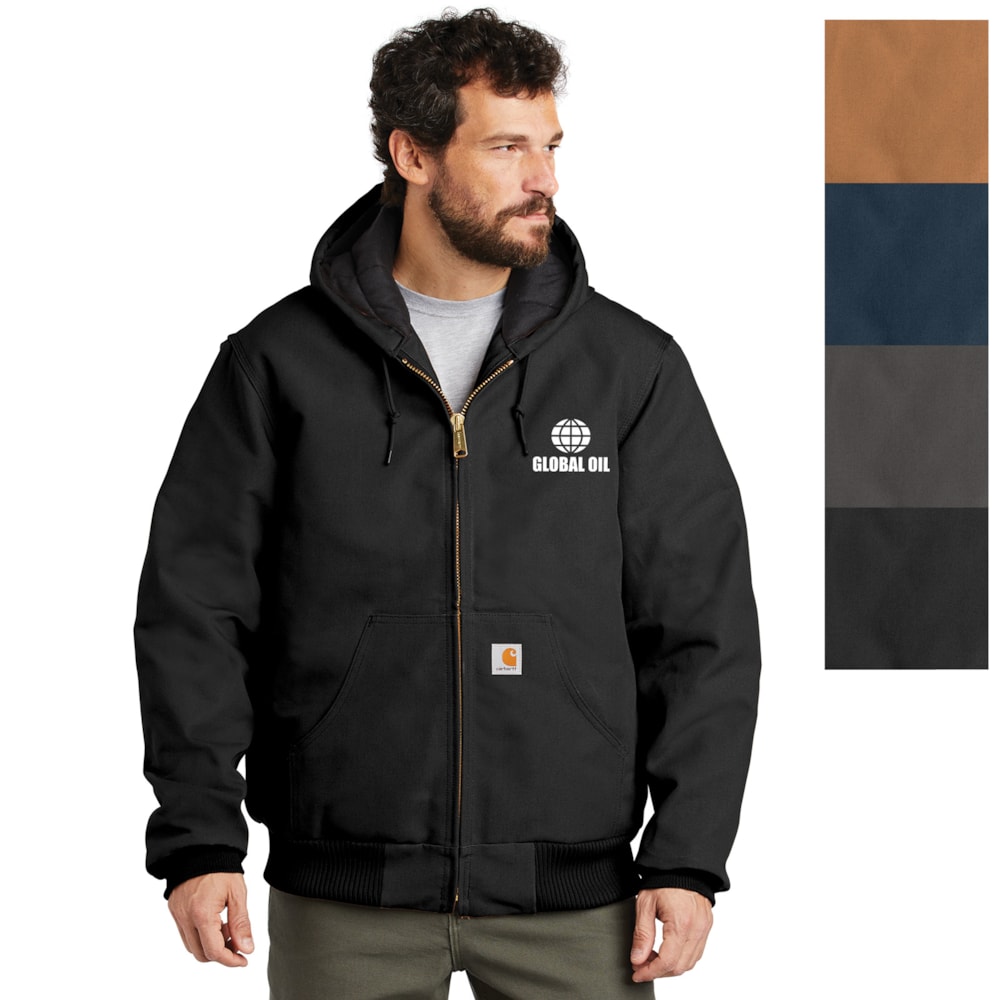 Duck Quilted Flannel-Lined Hooded Active Jacket, Custom Product Add Your Logo
