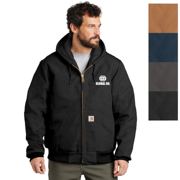 Duck Quilted Flannel-Lined Hooded Active Jacket, Custom Product Add Your Logo