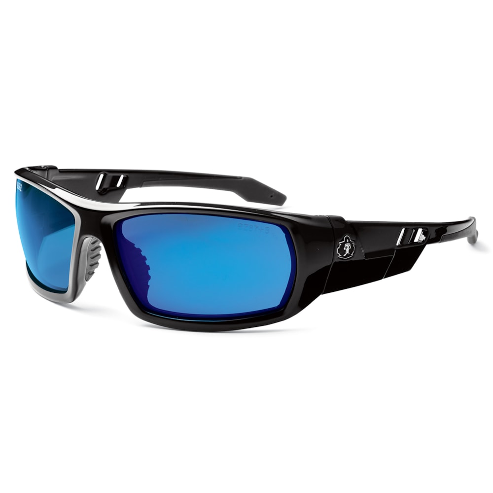 Skullerz® Odin Blue Mirrored Anti-Scratch Lens & Black Frame Safety Glasses