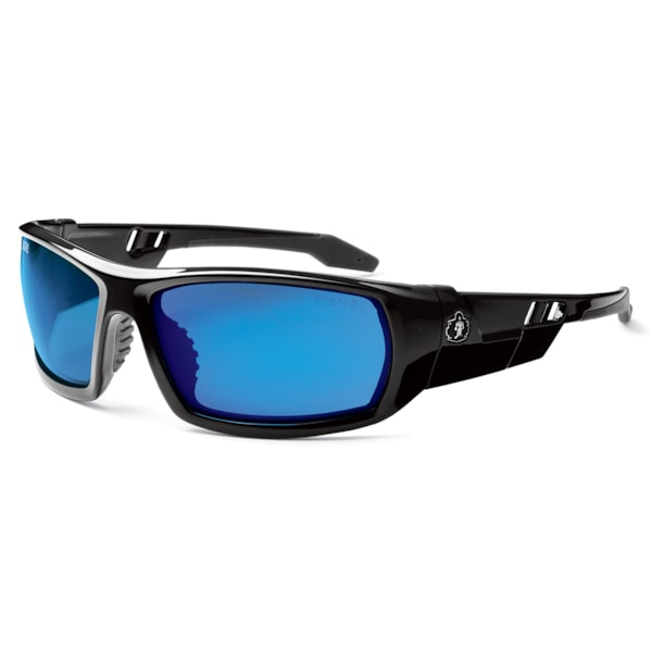 Skullerz® Odin Blue Mirrored Anti-Scratch Lens & Black Frame Safety Glasses