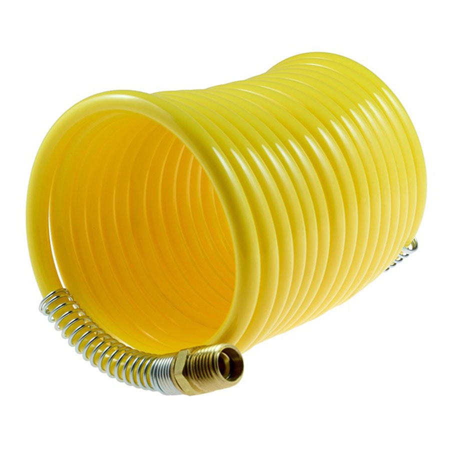 3/8" x 50' Self-Storing, Nylon Air Hose – 3/8" MPT                Swivel x 3/8" MPT Rigid Fittings