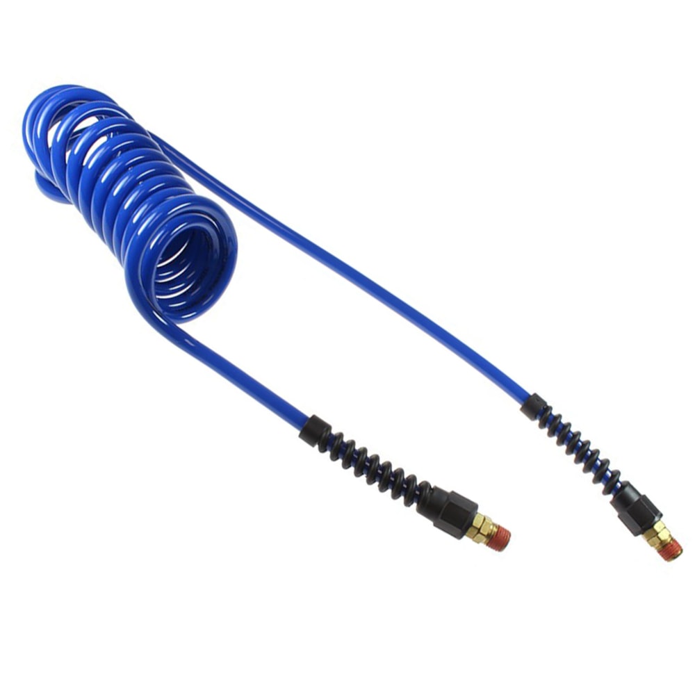 1/4" x 20' Flexcoil® Polyurethane, Self-Storing Hose –             Dark Blue,1/4" MPT Swivel Fittings