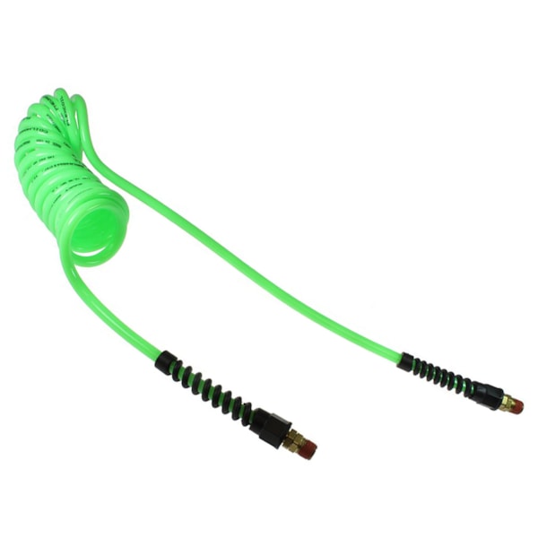 3/8" x 25' Flexcoil® Polyurethane, Self-Storing Hose – Neon        Green, 3/8" MPT Swivel Fittings