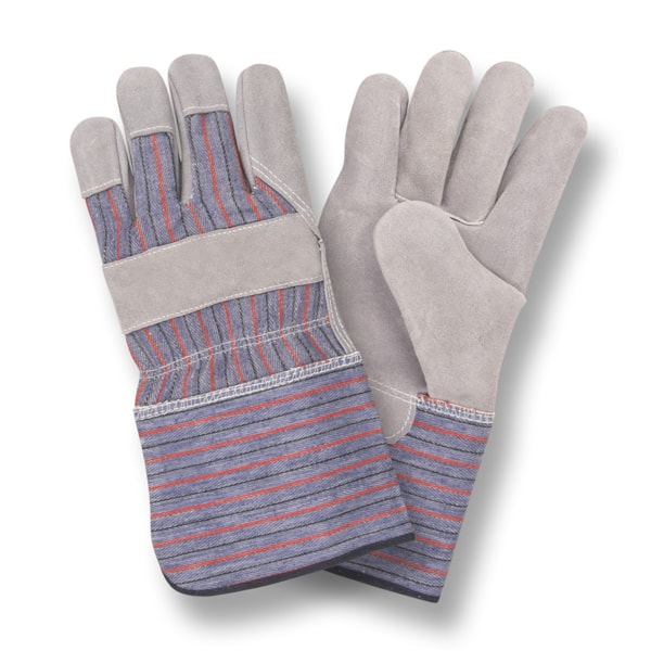 Shoulder Leather Palm, Striped Canvas Back, 4.5-Inch Rubberized Gauntlet Cuff Gloves