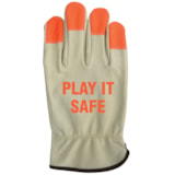 Hi-Vis Orange Fingertip Grain Leather Driver's Gloves, Custom Product Add A Safety Message thumbnail 3