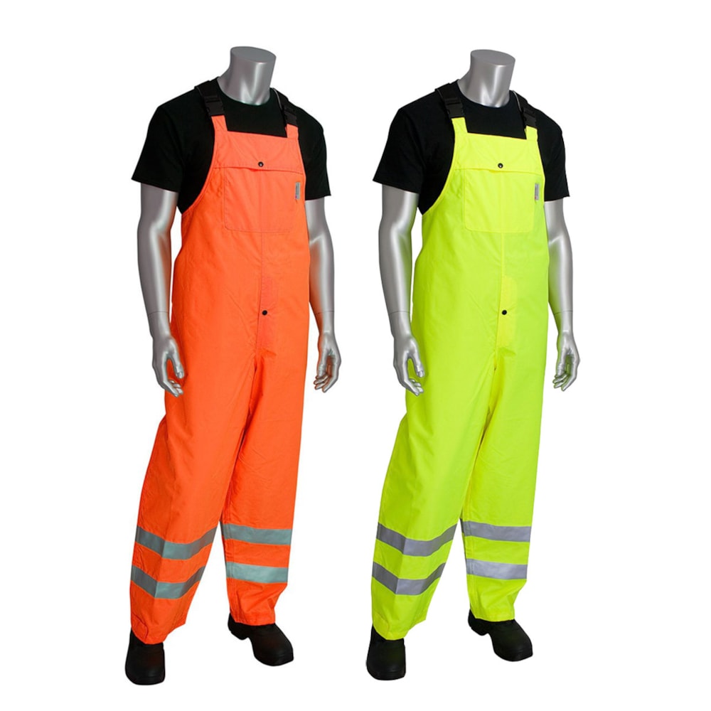 FALCON™ VizPLUS™ 353-2001-LY/5X Breathable Heavy Duty Waterproof Rain Bib Pant, Polyester, 31-1/2 in L Inseam
