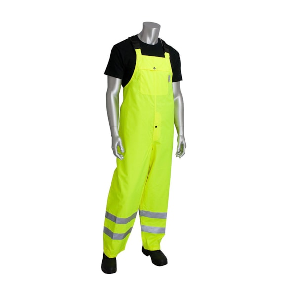 FALCON™ VizPLUS™ 353-2001-LY/5X Breathable Heavy Duty Waterproof Rain Bib Pant, Polyester, 31-1/2 in L Inseam