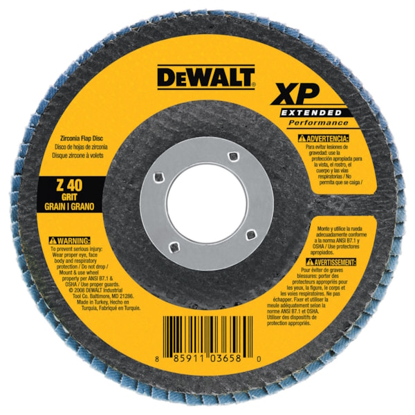 Z60 Grit Type 27 Heavy-Duty Abrasive Flap Disc, 4 1/2" x 7/8" with 13,300 Max RPM