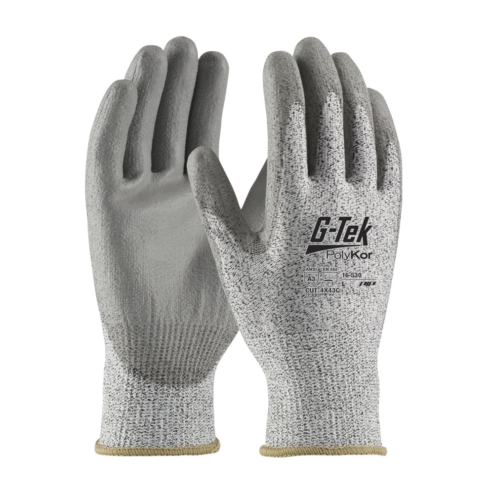 G-Tek Seamless Knit PolyKor® Blended Gloves - Polyurethane Coated Smooth Grip on Palm & Fingers