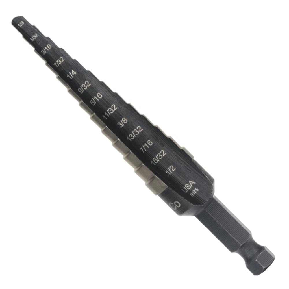 Speed Point Cobalt Step Drill, Hole Sizes 1/8"-1/2", 13 Steps